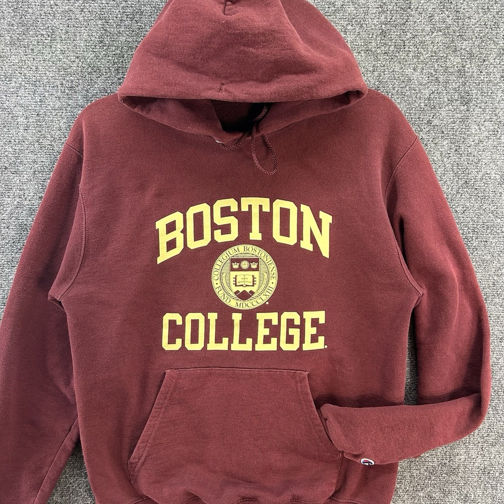 Boston College Eagles Hoodie Sweatshirt Small Maroon Champion Pullover Fleece